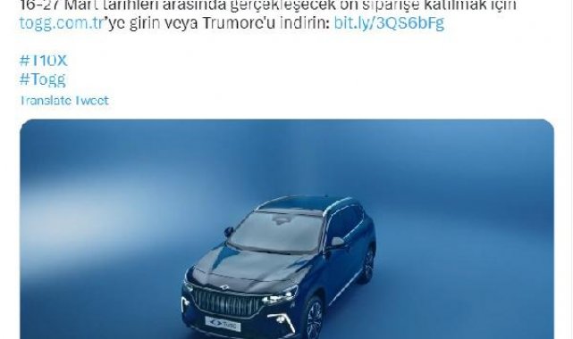 Togg'un satış fiyatı ve modelinin ismi belli oldu