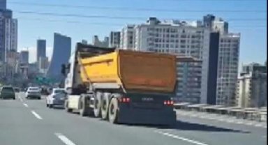 Ümraniye'de hafriyat kamyonuyla makas attı; 14 bin lira ceza yedi