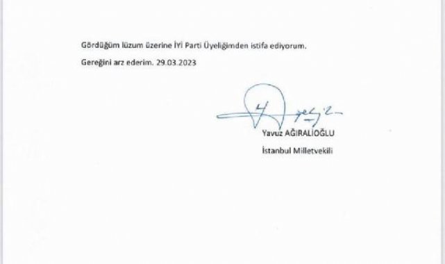 Yavuz Ağıralioğlu, İYİ Parti'den istifa etti