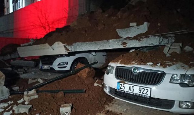 Yozgat'ta istinat duvarı çöktü, 11 otomobil enkaz altında kaldı