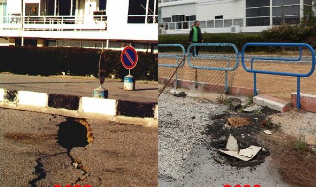 'Otopark' olarak kullanılan yolda kapatılan yarıkların, 21 yıl önceki fotoğrafları ortaya çıktı