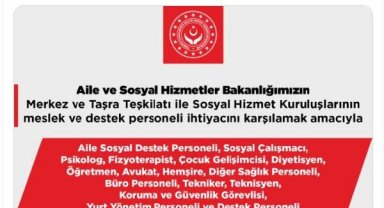 Aile ve Sosyal Hizmetler Bakanlığı'na 2431 personel alınacak
