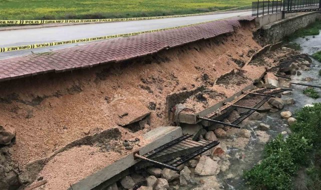 Amasya'da istinat duvarı yağış nedeniyle çöktü
