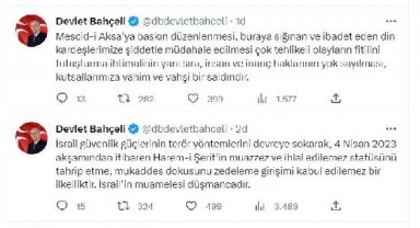 Bahçeli: Mescid-i Aksa'ya yapılan operasyonları tüm gücümle kınıyorum