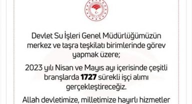 Bakan Kirişci: DSİ'ye 1727 işçi alımı gerçekleştireceğiz