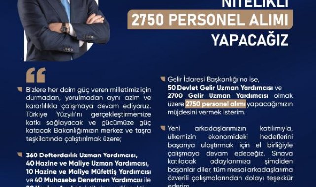 Bakan Nebati: 3 bin 220 personel alımı yapacağız