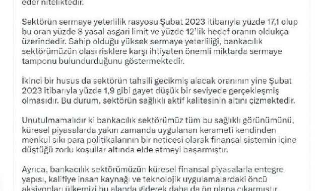 Bakan Nebati: Bankacılık sektörümüz son derece sağlıklı