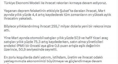 Bakan Nebati: İhracat rekorları kırmaya devam ediyoruz