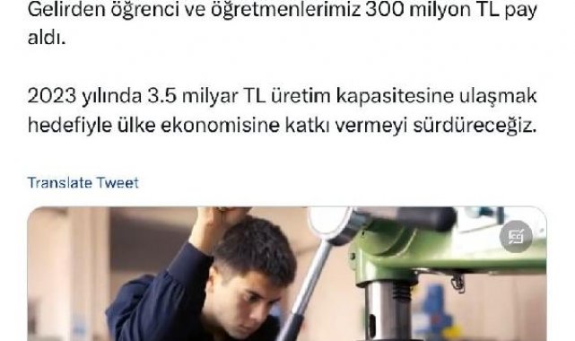 Bakan Özer: Mesleki ve teknik eğitim kurumlarının üretim gelirini 2 milyar TL'ye yükselttik