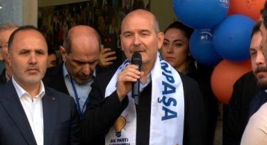 Bakan Soylu Gaziosmanpaşa'da Seçim İrtibat Bürosunun açılışını yaptı