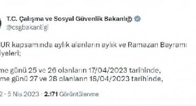 Bayram ikramiyeleri 17 Nisan'da ödenmeye başlanacak