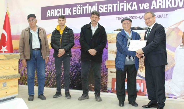 Çan'da üreticiler arı kovanı ve organik lavanta fidanı ile desteklendi
