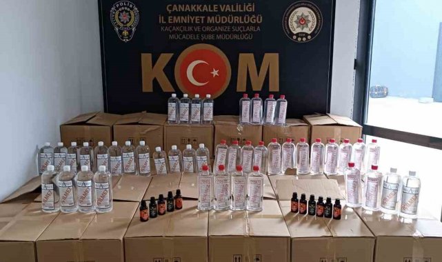 Çanakkale'de alkol yapımında kullanılan 1633 litre yüzey temizleyici ele geçirildi
