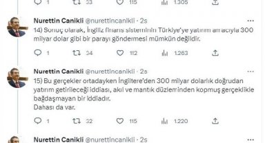 Canikli: İngiliz finans sisteminin Türkiye'ye 300 milyar dolar göndermesi mümkün değil