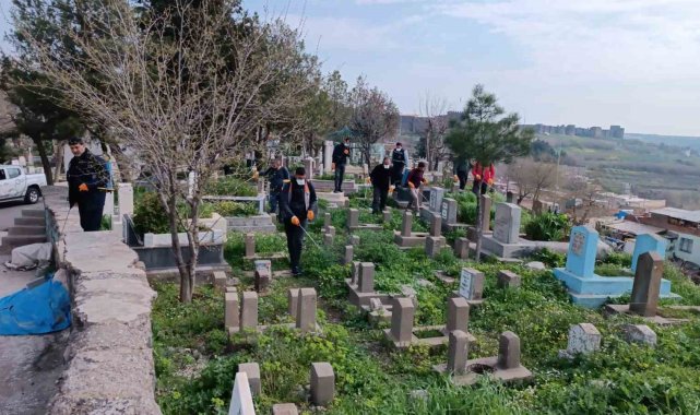 Diyarbakır'da mezarlıklara yabani ot ilaçlaması