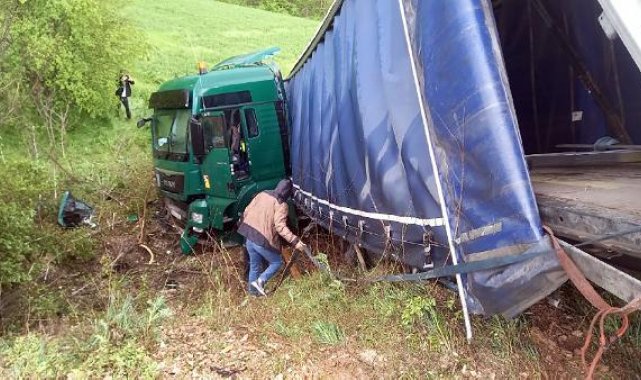 Edirne'de tarlaya giren TIR'ın şoförü yaralandı