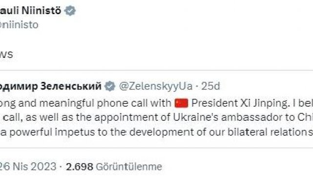 Finlandiya'dan Çin-Ukrayna görüşmesine 'iyi haber' yorumu