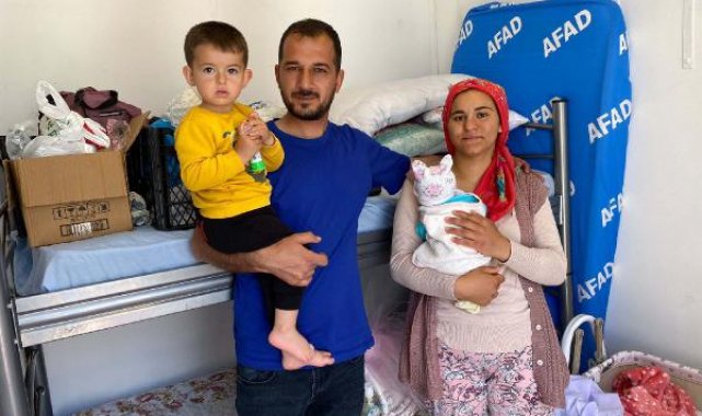 İslahiye konteyner kentinin ilk bebeği 'Ayşegül'