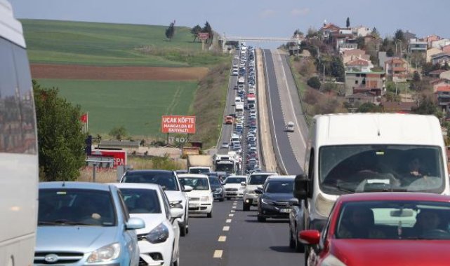 İstanbul- Tekirdağ yolunda araç yoğunluğu