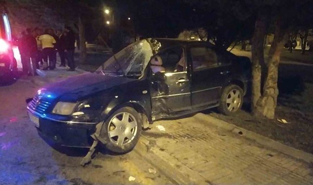 Kontrolden çıkan otomobil ağaca çarptı: 5 yaralı