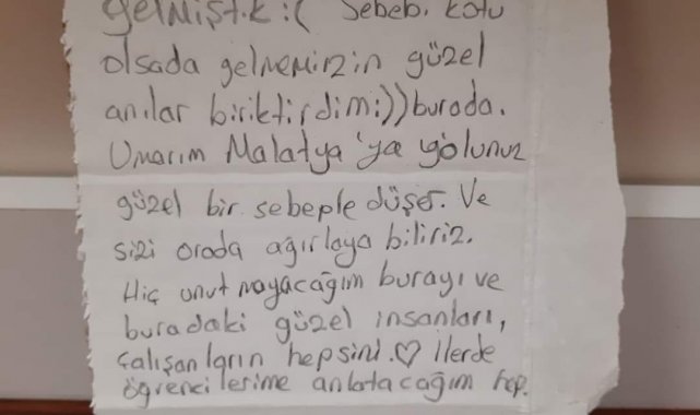 Memleketine dönen depremzededen duygulandıran not