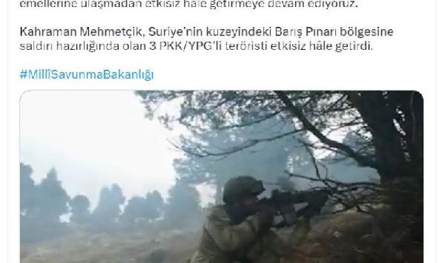 MSB: 3 terörist etkisiz hale getirildi