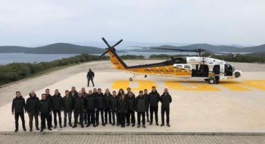 Muğla'da, yangın söndürme helikopteri Sikorsky T-70'den deneme uçuşu