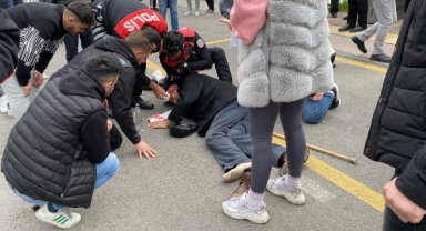 Polisin kullandığı motosikletin çarptığı yaya yaralandı