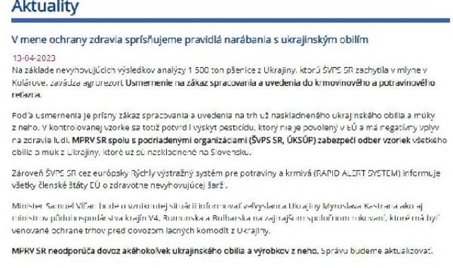 Polonya ve Macaristan'ın ardından Slovakya da Ukrayna tahıl ithalatını durdurdu