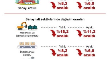 Sanayi üretimi yıllık yüzde 8,2 azaldı
