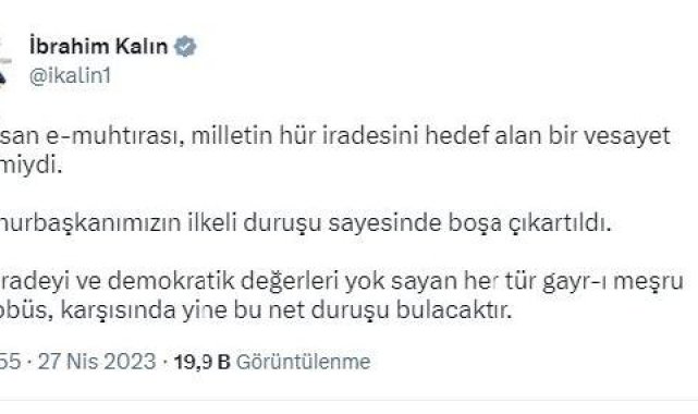Sözcü Kalın'dan 'e-Muhtıra' açıklaması