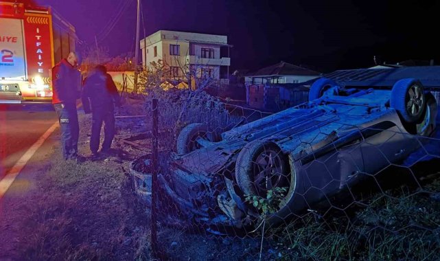 Susurluk'ta takla atan otomobilin sürücüsü yaralandı