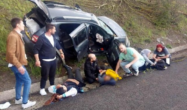 Takla atan otomobilde kalbi duran sürücü kalp masajı ile hayata döndürüldü