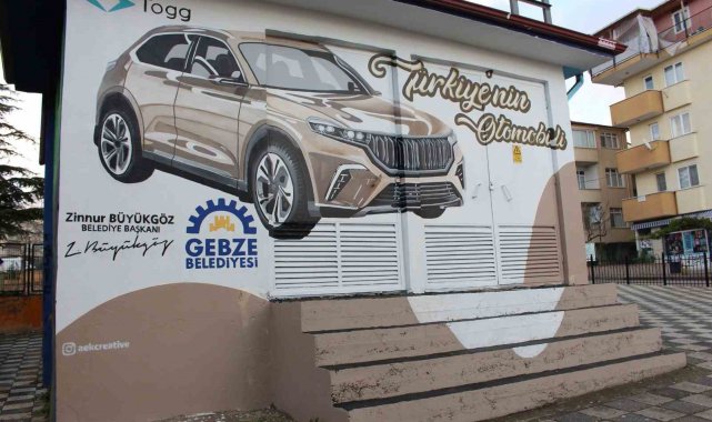 Trafo binası TOGG ve Kızılelma ile süslendi