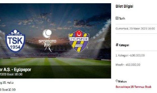 Tuzlaspor - Eyüpspor maçı 50 bin TL!