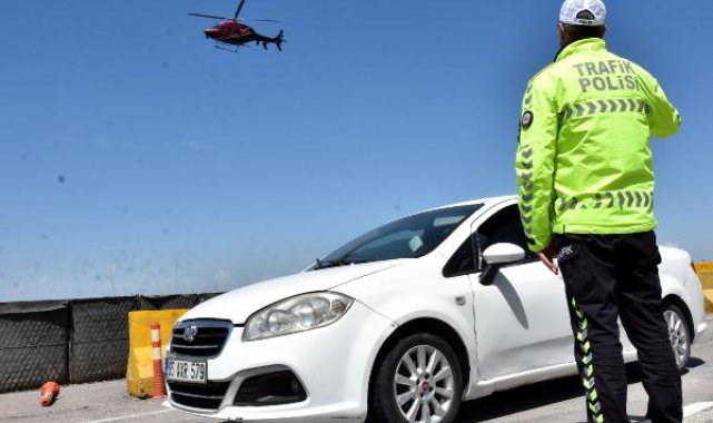 Van'da helikopter destekli trafik denetimi