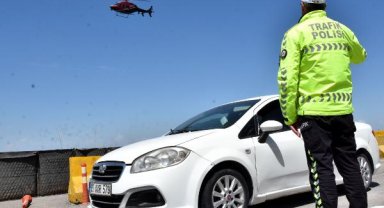 Van'da helikopter destekli trafik denetimi