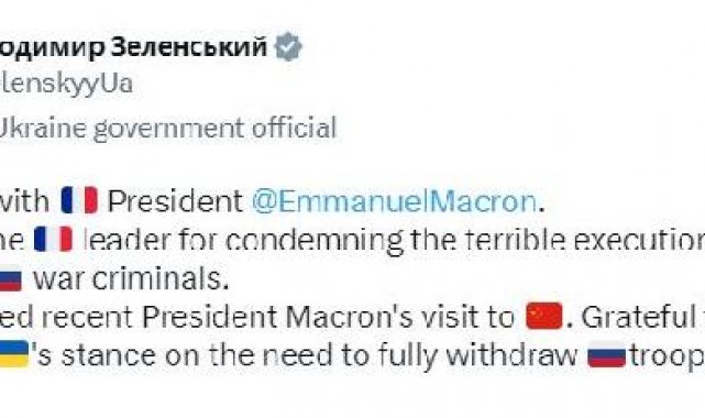 Zelenski, Macron ile görüştü
