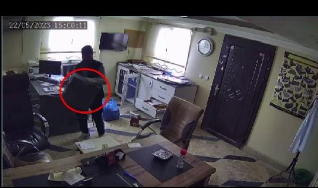 150 bin liralık ofis malzemesi hırsızlığı kamerada