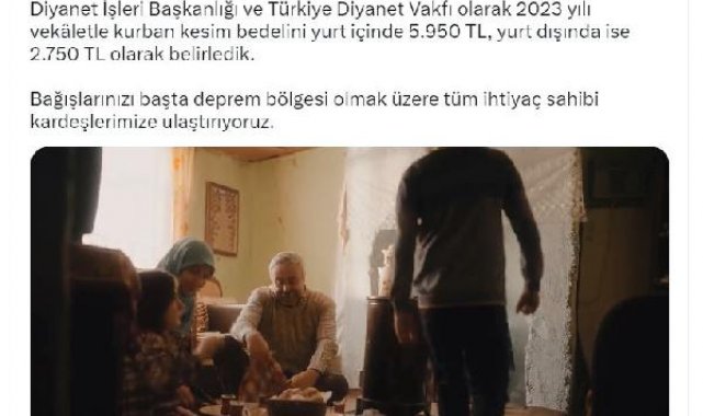 2023 yılı vekaletle kurban kesim bedelleri açıklandı