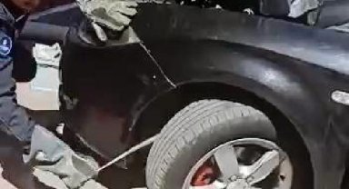 Başakşehir'de otomobile giren yılanı itfaiye çıkardı