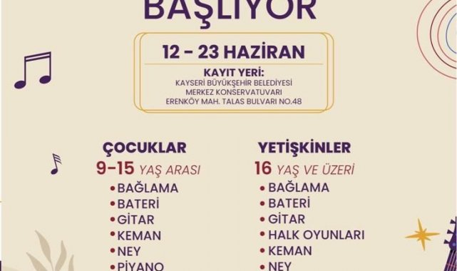 Büyükşehir'in konservatuvar yaz kursları başlıyor