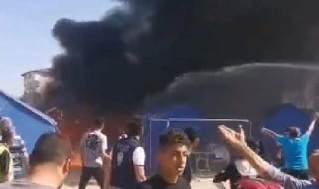 Hatay'daki çadır kentte yangın