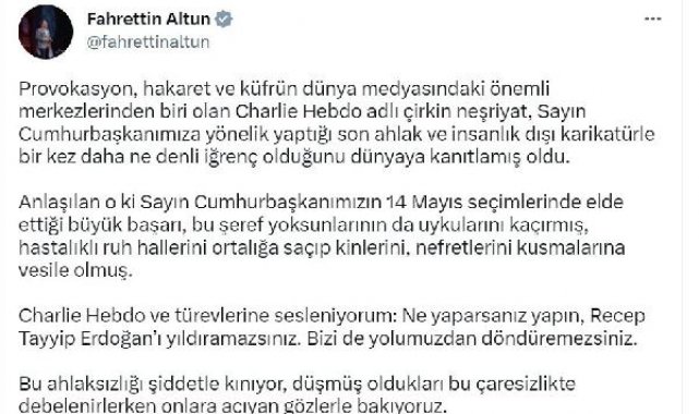 İletişim Başkanı Altun'dan Charlie Hebdo dergisine tepki