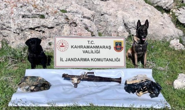 Kahramanmaraş'ta, kayalıkların arasına gizlenmiş roketatar bulundu