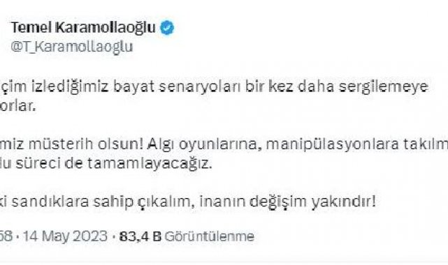 Karamollaoğlu: Manipülasyonlara takılmadan süreci tamamlayacağız