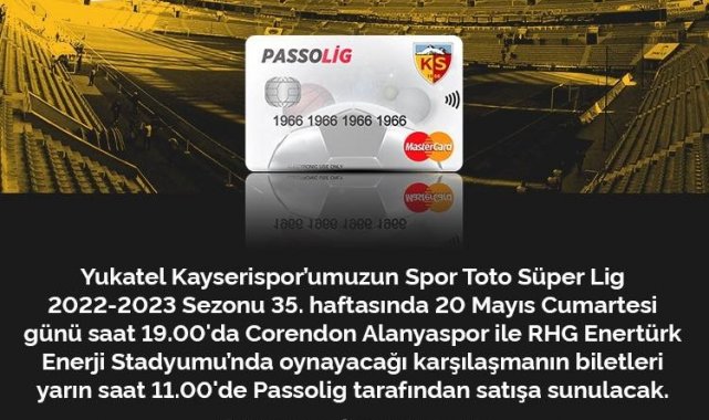 Kayserispor - Alanyaspor maç biletleri satışa çıktı