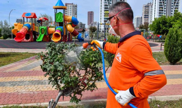 Mersin Büyükşehir Belediyesi ekipleri sahipsiz arazileri ilaçlıyor