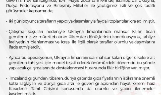 MSB: Tahıl Girişimi çalışmalarının devamı hususunda mutabık kalındı