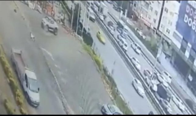 Pendik'te el freni çekilmeyen cip geri kayarak D-1-00 Karayoluna girdi